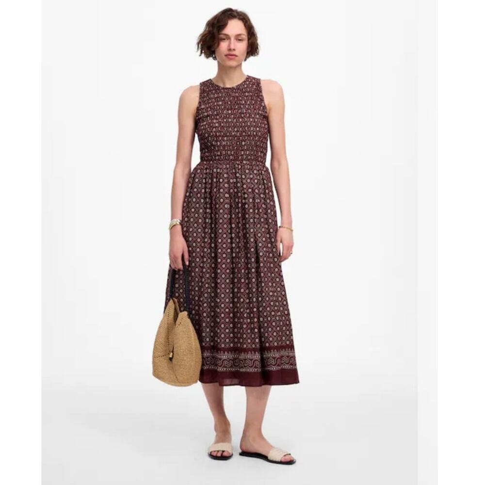 NWT Madewell The Melody Smocked Midi Dress in Daisy Print Purple L